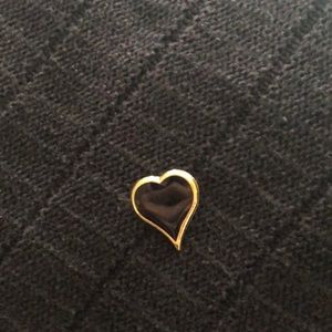 Black enamel heart shaped lapel pin